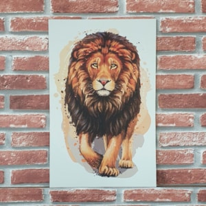 Quadro MDF Leão Aquarela Caminhando | A3 | UV