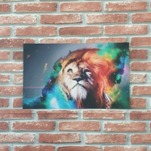 Quadro MDF Leão Aquarela Horizontal  | A3 | UV