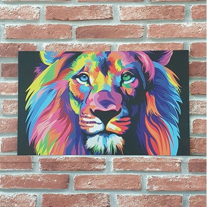 Quadro MDF Leão Colorido (Lion Color) Horizontal | A3 | UV