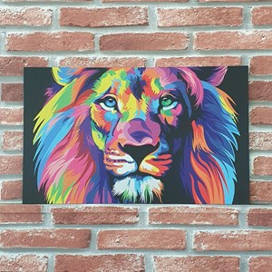Quadro MDF Leão Colorido (Lion Color) Horizontal | A3 | UV
