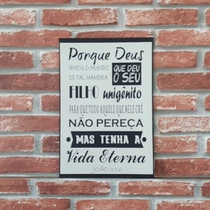 Quadro MDF Porque Deus Amou o Mundo Lettering | A4 | UV