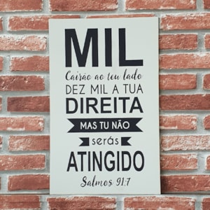 Quadro MDF Tu Não Serás Atingido Salmos 91:7 | A3 | UV