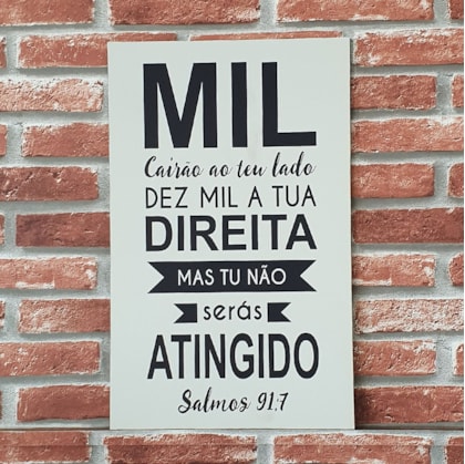 Quadro MDF Tu Não Serás Atingido Salmos 91:7 | A3 | UV