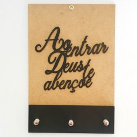 Quadro Porta Chaves | Ao entrar Deus te abençoe | Preto