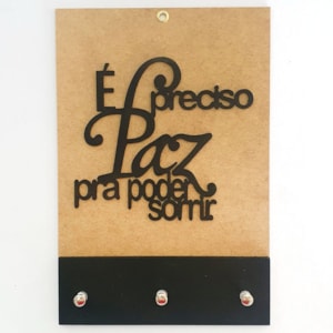 Quadro Porta Chaves | É preciso paz | Preto