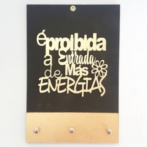 Quadro Porta Chaves | É proibido a entrada | Dourado