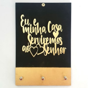 Quadro Porta Chaves | Eu e minha casa | Dourado
