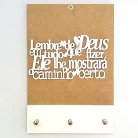 Quadro Porta Chaves | Lembre de Deus em tudo | Branco