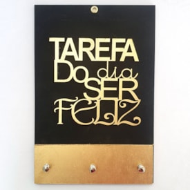 Quadro Porta Chaves | Tarefa do Dia |Dourado