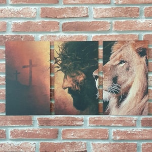 Quadros Mosaico Cruz, Cristo e Leão de Judá | A5 | UV