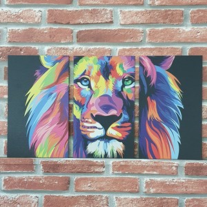 Quadros Mosaico Leão Colorido (Lion Color) | A5 | UV